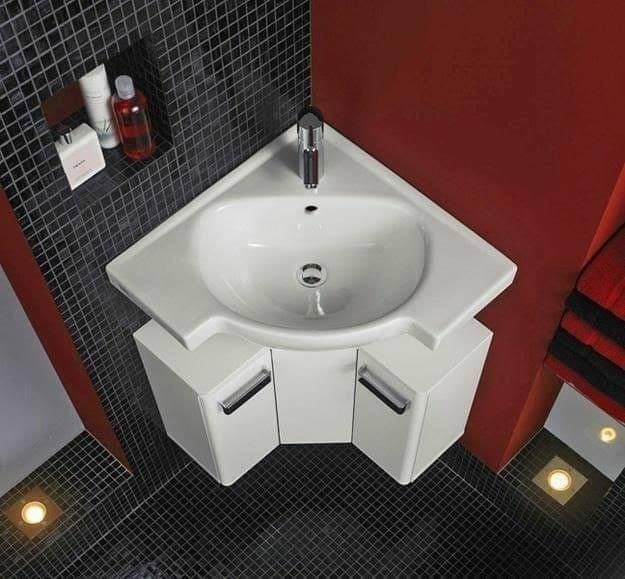 13 idées de lavabos d'angle avec rangements pour petite salle de bain 7