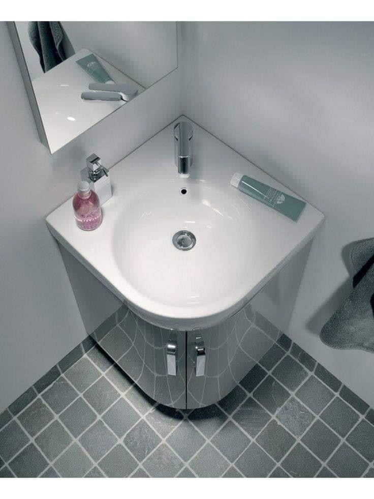 13 idées de lavabos d'angle avec rangements pour petite salle de bain 11