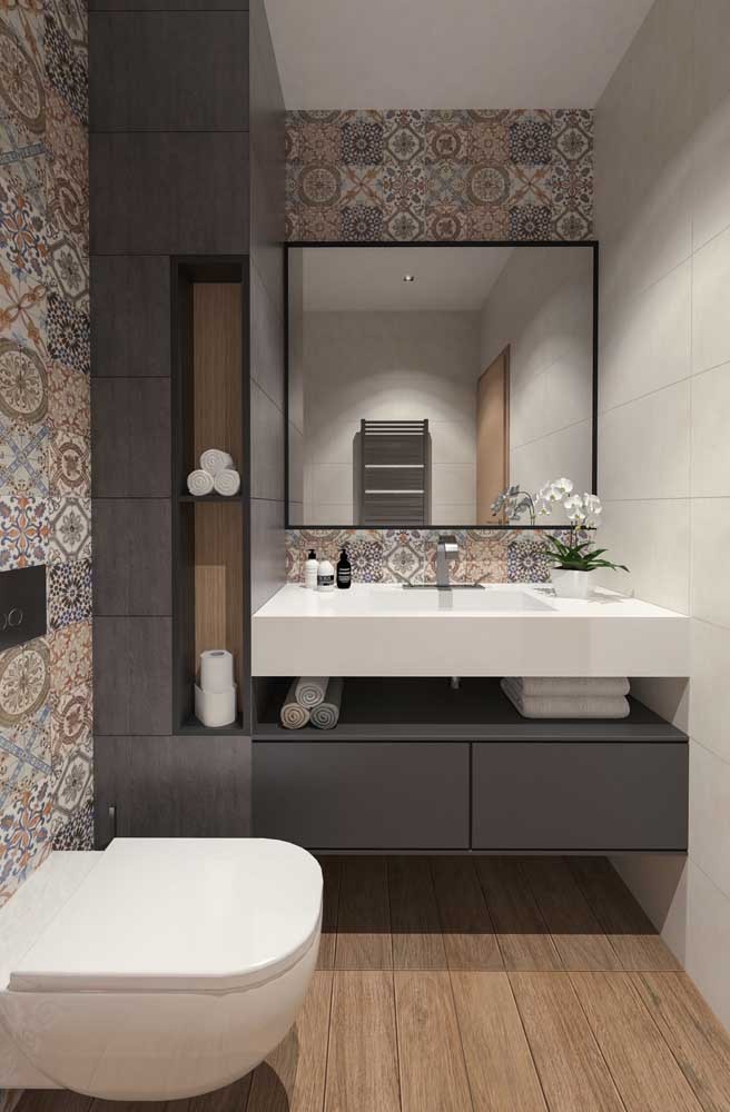 Les 60 plus belles décorations de petites salles de bain et toilettes 7