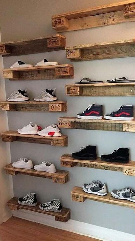 12 idées de rangements à chaussures en palettes 3