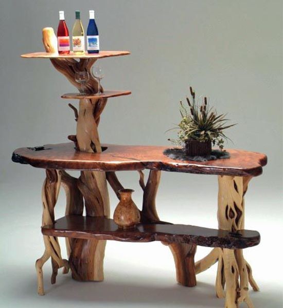 33 idées de bancs, tables & chaises en bois brut 16
