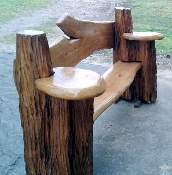 33 idées de bancs, tables & chaises en bois brut 8