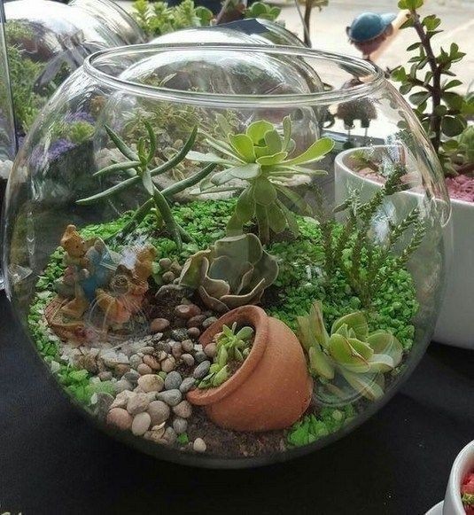 41 idées de mini jardins dans des bocaux en verre 4
