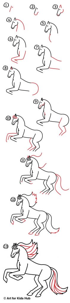 63 idées de dessins de cheval : pour apprendre à dessiner des chevaux 14