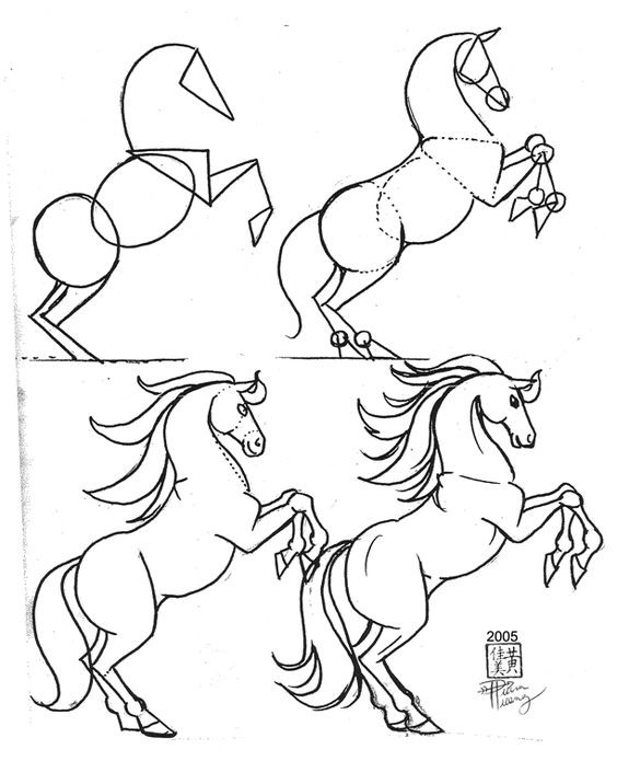 63 idées de dessins de cheval : pour apprendre à dessiner des chevaux 17