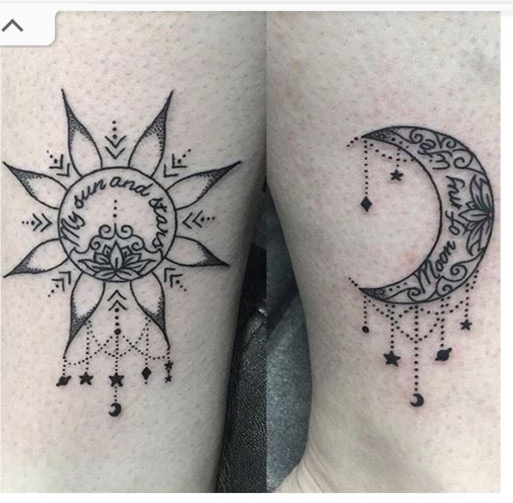 30 idées de tatouages soleil lune pour femme 14