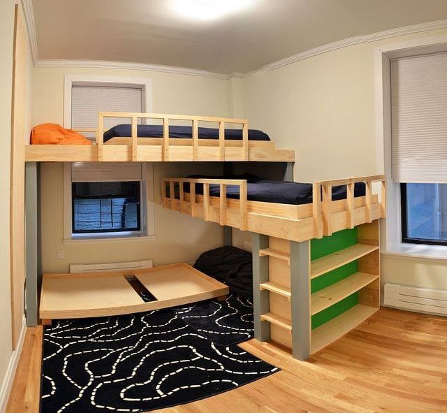 16 idées de lits triples pour économiser de l'espace dans une chambre 14