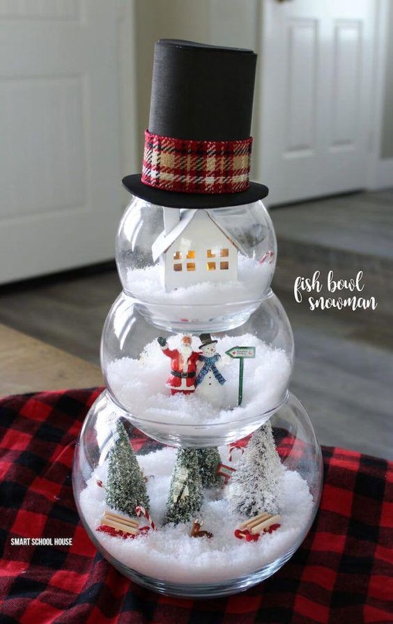 9 Bonhommes de neiges de Noël à faire avec des bocaux en verre 1