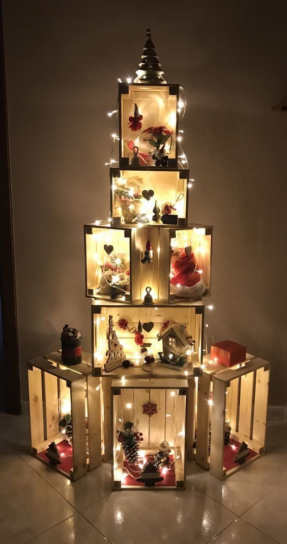 8 décors de Noël à faire avec des caisses en bois 3