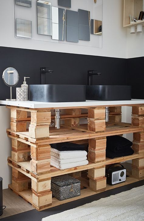 19 manières de fabriquer un meuble de salle de bain en palette 9