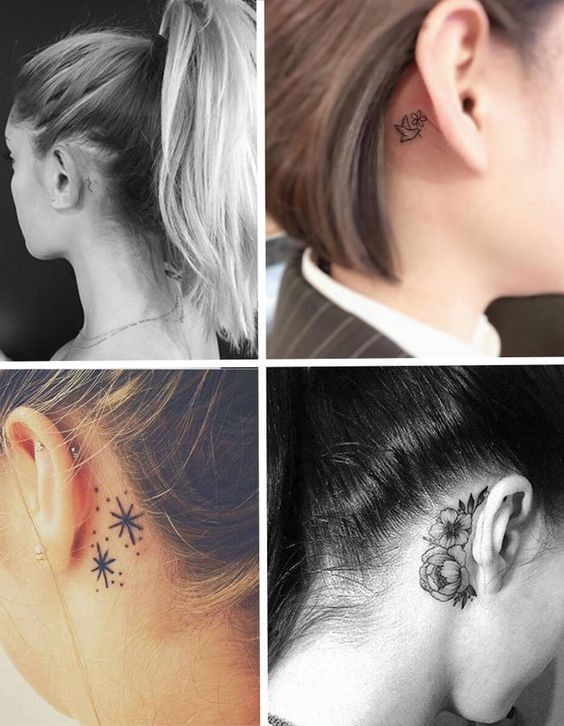 27 Beaux tatouages ​​subtils et féminins derrière l'oreille 16