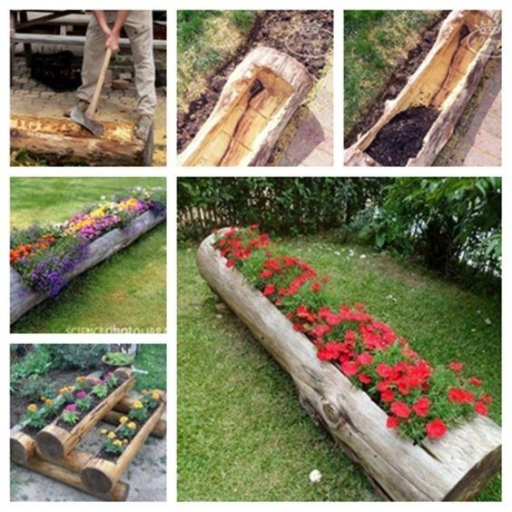 28 idées pour décorer votre jardin avec des troncs d'arbre 12