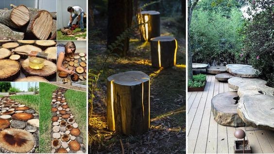 28 idées pour décorer votre jardin avec des troncs d'arbre 13