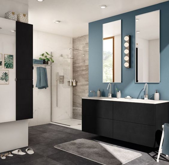 Peinture salle de bain : 28 idées de couleurs tendances 3