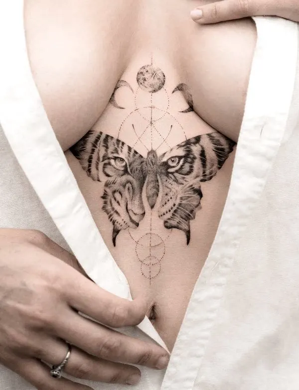 50 tatouages étonnants pour femmes, dignes d'un dur à cuire 11 Eyes of a tiger moth tattoo by @tritoan_7th - badass tattoo for women