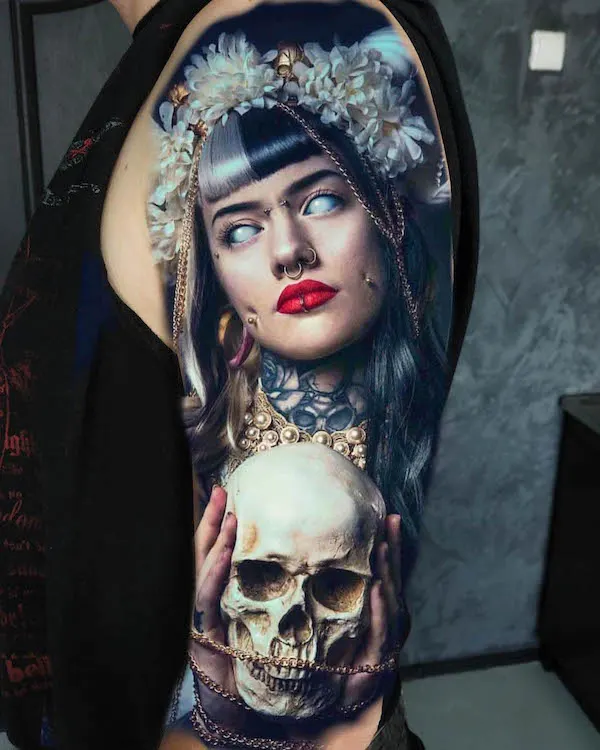 Badass portrait sleeve tattoo by @vladimirlutaev