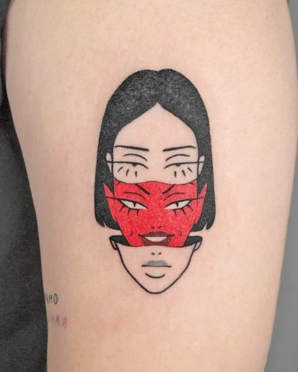 50 tatouages étonnants pour femmes, dignes d'un dur à cuire 19 The devil underneath - a duo color sleeve tattoo by @elena.noire