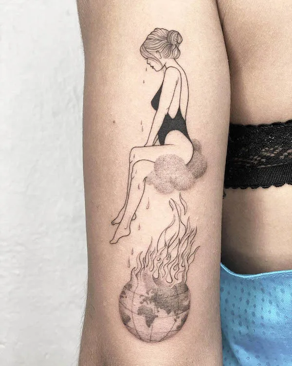 50 tatouages étonnants pour femmes, dignes d'un dur à cuire 21 The girl on fire - a stunning fantasy tattoo by @labigotta