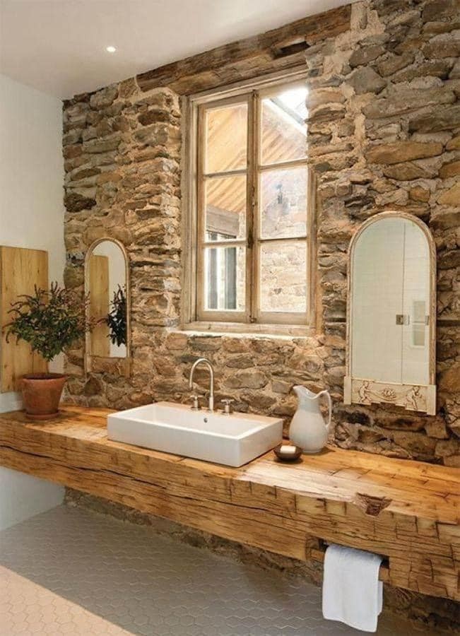 24 Décorations rustiques de murs et sols pour salles de bain 11