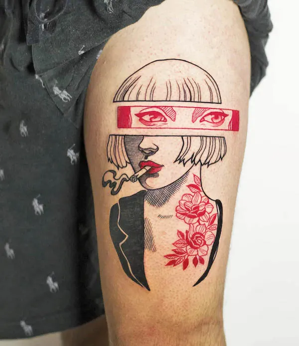 50 tatouages étonnants pour femmes, dignes d'un dur à cuire 30 Japanese comic tattoo by @pemynism