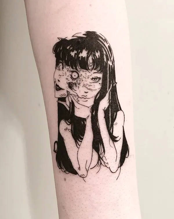 50 tatouages étonnants pour femmes, dignes d'un dur à cuire 34 Tomie junji ito manga tattoo by @ink.by.kiki