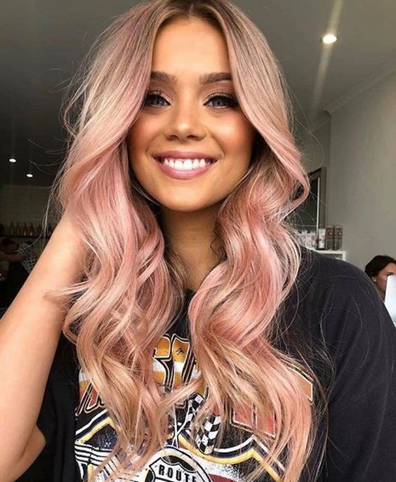 34 top idées de colorations cheveux rose gold 37