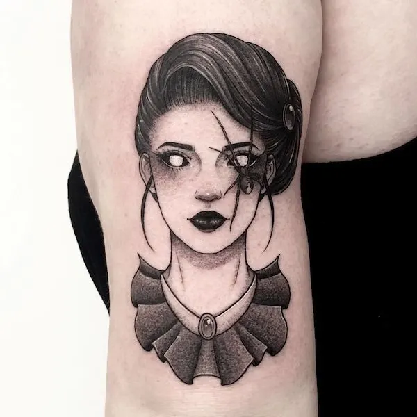 The spider witch tattoo by @sync.ink