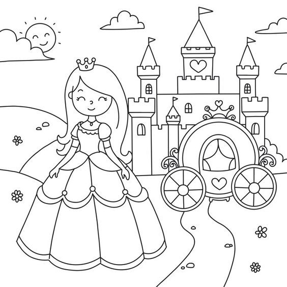 Coloriage princesse : 25 Dessins de Princesses Faciles à Colorier 1