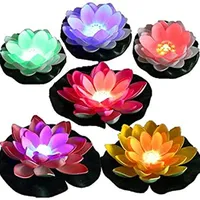 LACGO LED Waterproof Floating Lotus Light Battery Operated Color-Changing Floating Flower Light Pool Floating Light for Pond Water Fountain Hottub Wedding Decor(6 Lotus + 2 Pads)