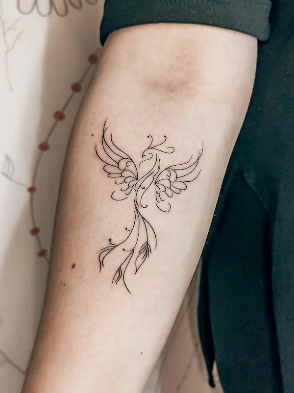 75 superbes tatouages de bras pour femmes avec signification 3 Abstract phoenix forearm tattoo by @ciziktattoo
