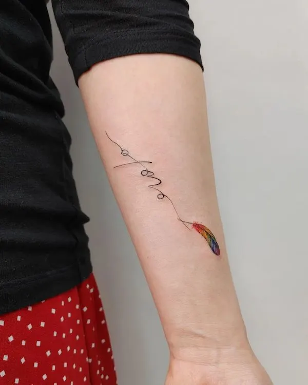 Name tattoo on the forearm by @tattooist_ssdam