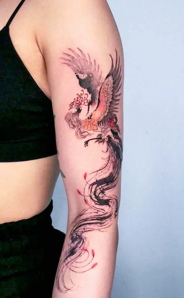 75 superbes tatouages de bras pour femmes avec signification 39 Super cool phoenix arm tattoo by @hanu.classic