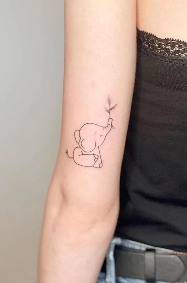 75 superbes tatouages de bras pour femmes avec signification 45 Super cute elephant by @krzywe_kropki