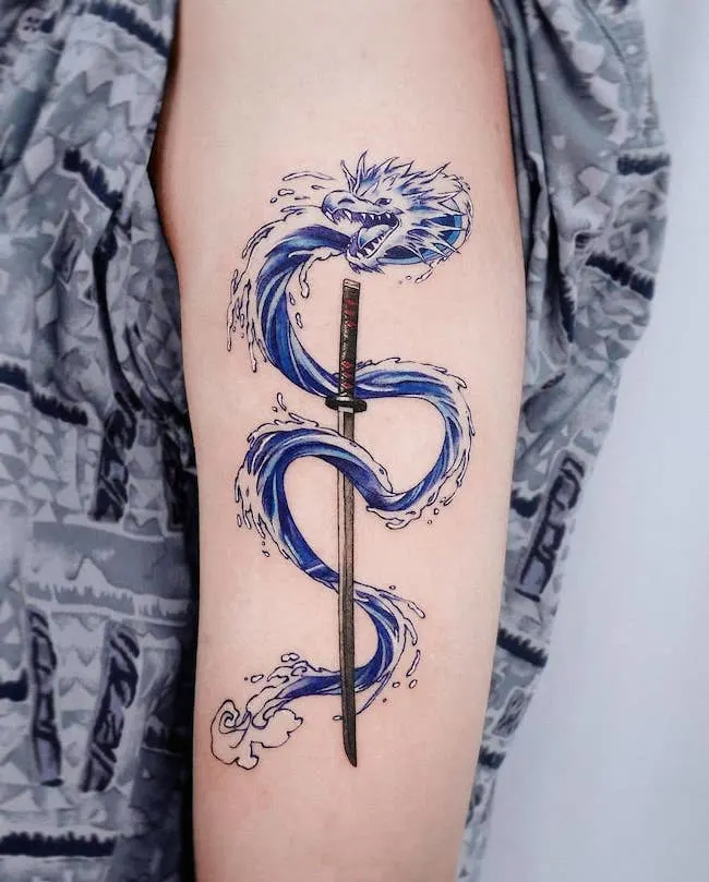 The Water Dragon fantasy tattoo by @e.nal.tattoo