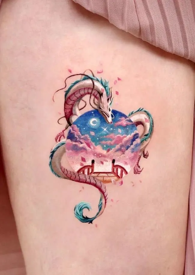Fantasy Dragon tattoo by @tattooist_sigak- best dragon tattoos for women and girls