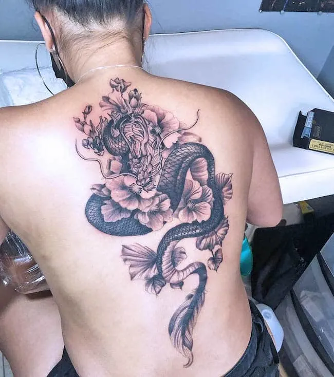 Full back dragon tattoo by @minhdo.tattoo