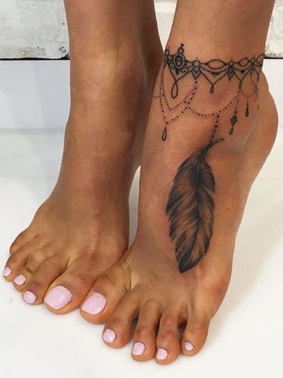 21 idées de tatouages cheville bracelet pour femme 17