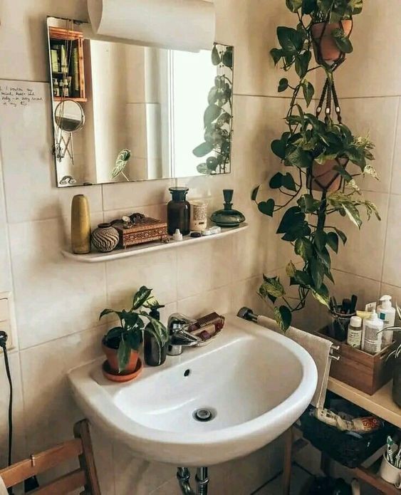 16 idées pour accrocher des plantes dans votre salle de bain 3