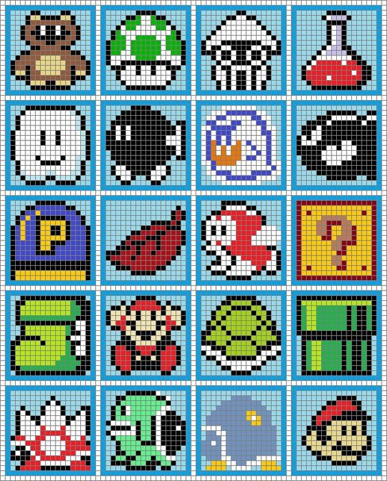 23 idées de dessins Pixel art Mario à colorier 12