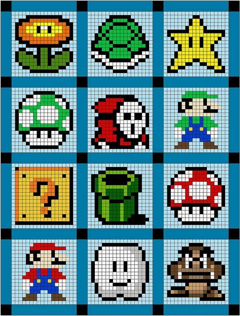 23 idées de dessins Pixel art Mario à colorier 13