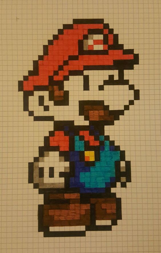 23 idées de dessins Pixel art Mario à colorier 14