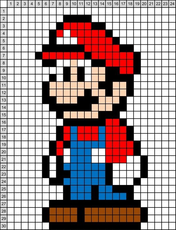 23 idées de dessins Pixel art Mario à colorier 24