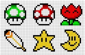 23 idées de dessins Pixel art Mario à colorier 10