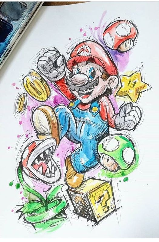 33 idées & tutos pour apprendre à dessiner Mario 12