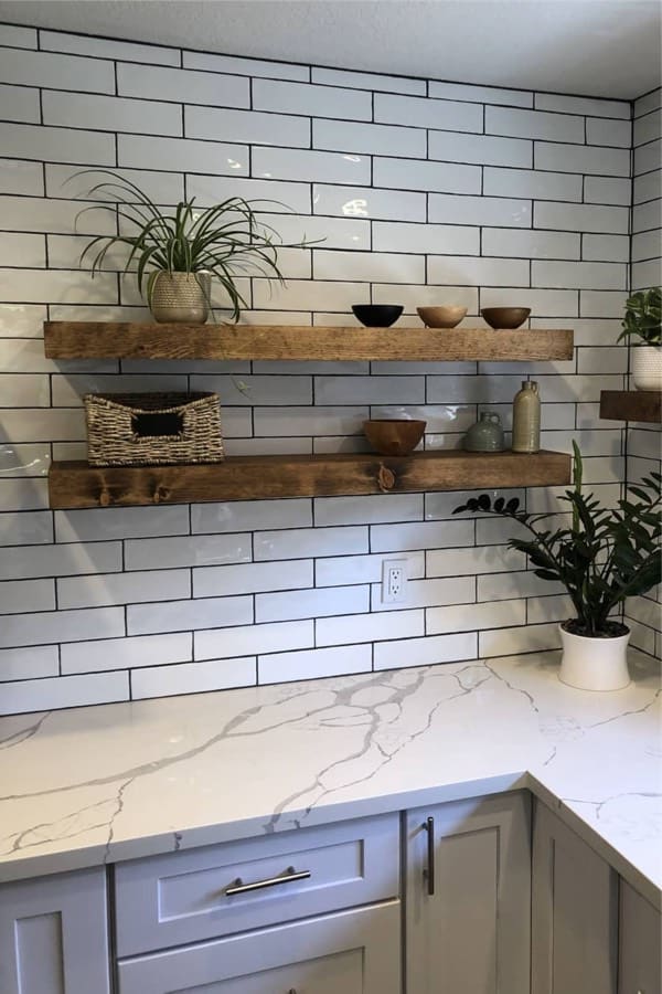  diy floating shelves in kitchen