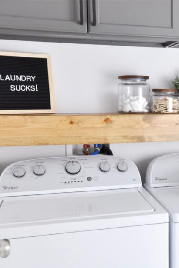 easy laundry room floating shelf ideas