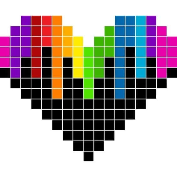 Pixel Art Cœur : 22 Idées de Dessins à Colorier 2