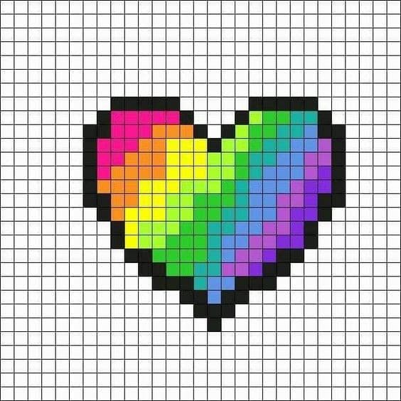 Pixel Art Cœur : 22 Idées de Dessins à Colorier 7