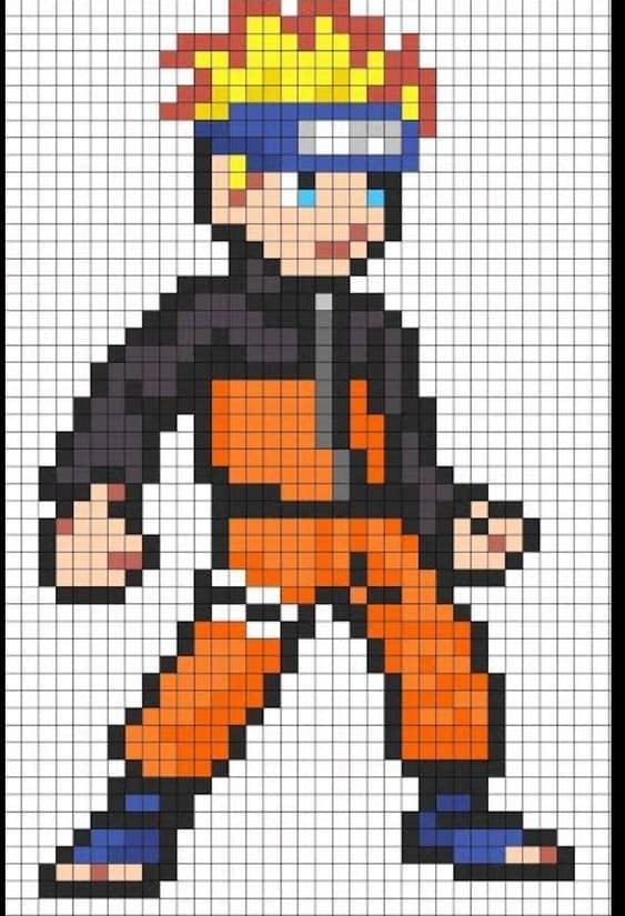 Pixel Art Naruto : 16 Dessins à Colorier 12