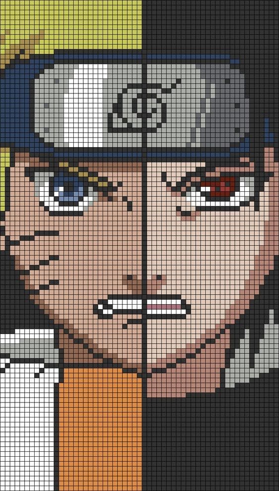 Pixel Art Naruto : 16 Dessins à Colorier 4